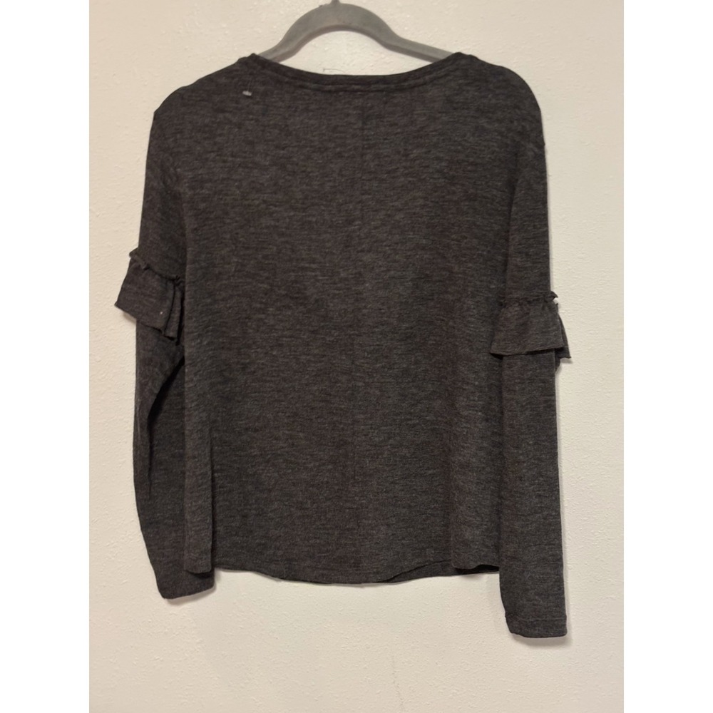 NWT Philosophy Pullover Sweater Women's Medium Charcoal Heather Ruffle Sleeve - Picture 8 of 8